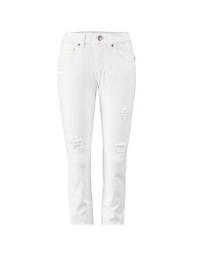 CAbi High Slim White Skinny Jeans with Subtle Distressing size 4